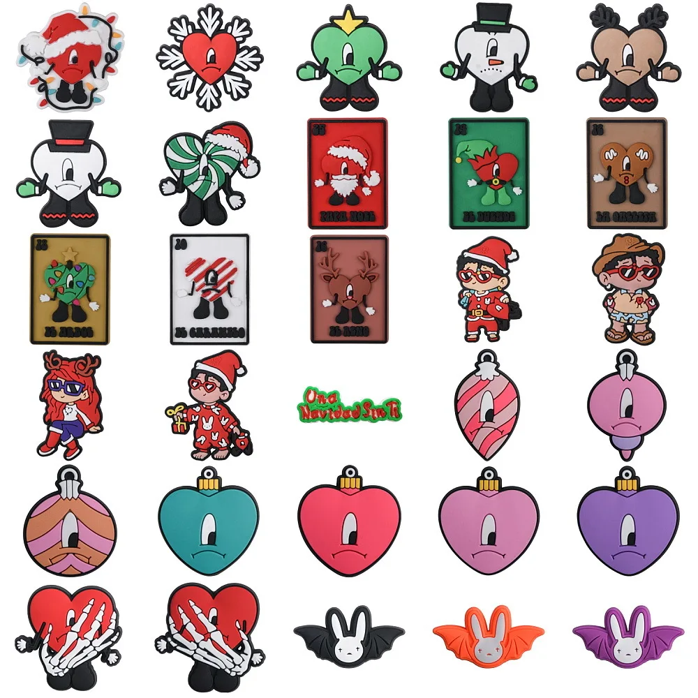 1PCS PVC JIBZ Croc Charms Decoration DIY Cartoon Bad Bunny Shoes Charms Claus Garden Shoe Buckles Kids Xmas Gifts
1PCS PVC JIBZ Croc Charms Decoration DIY Cartoon Bad Bunny Shoes Charms Claus Garden Shoe Buckles Kids Xmas Gifts