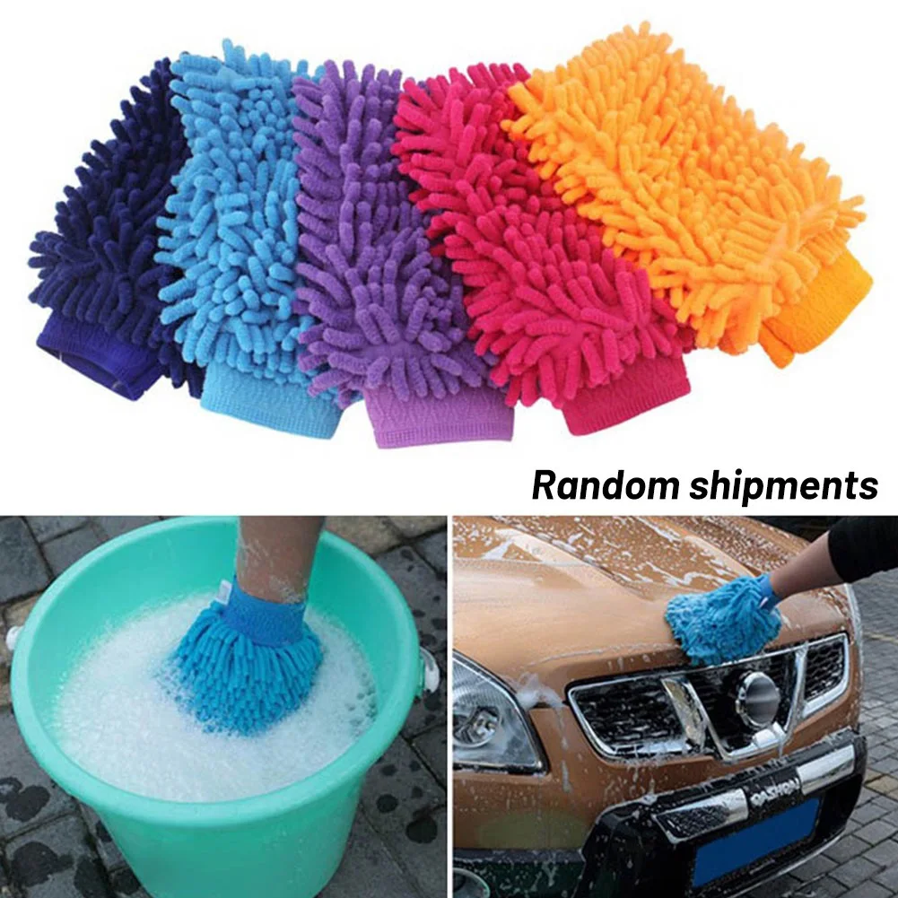 

Microfiber Thick Coral Fleece Car Cleaning Tool Cleaning Glove Double-Sided Auto Accessories 1Pcs Radom Color