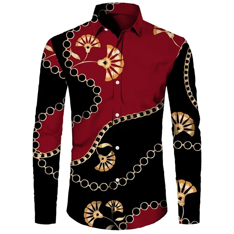 Luxury men's shirt Fashion gold chain 3D printing long sleeved shirt with lapel button up shirt Party club cardigan shirt
Luxury men's shirt Fashion gold chain 3D printing long sleeved shirt with lapel button up shirt Party club cardigan shirt