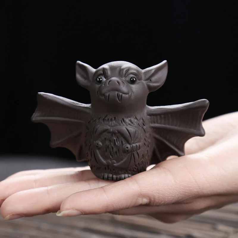 

Loveliness Bat Puer Tea Pet Zisha Tea Accessories Ceramic Animal Figurines Household Office Porcelain Decoration Play Tea Toy