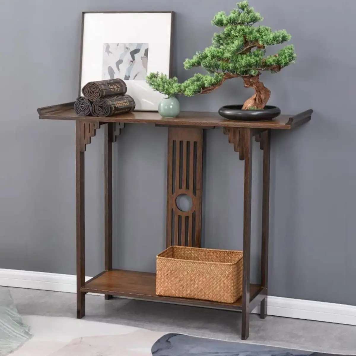 Chinese Style Vintage 2 Tiers Long and Narrow Side Table Slim Accent Table Versatile Bamboo Table Indoor Entryway Table
Chinese Style Vintage 2 Tiers Long and Narrow Side Table Slim Accent Table Versatile Bamboo Table Indoor Entryway Table