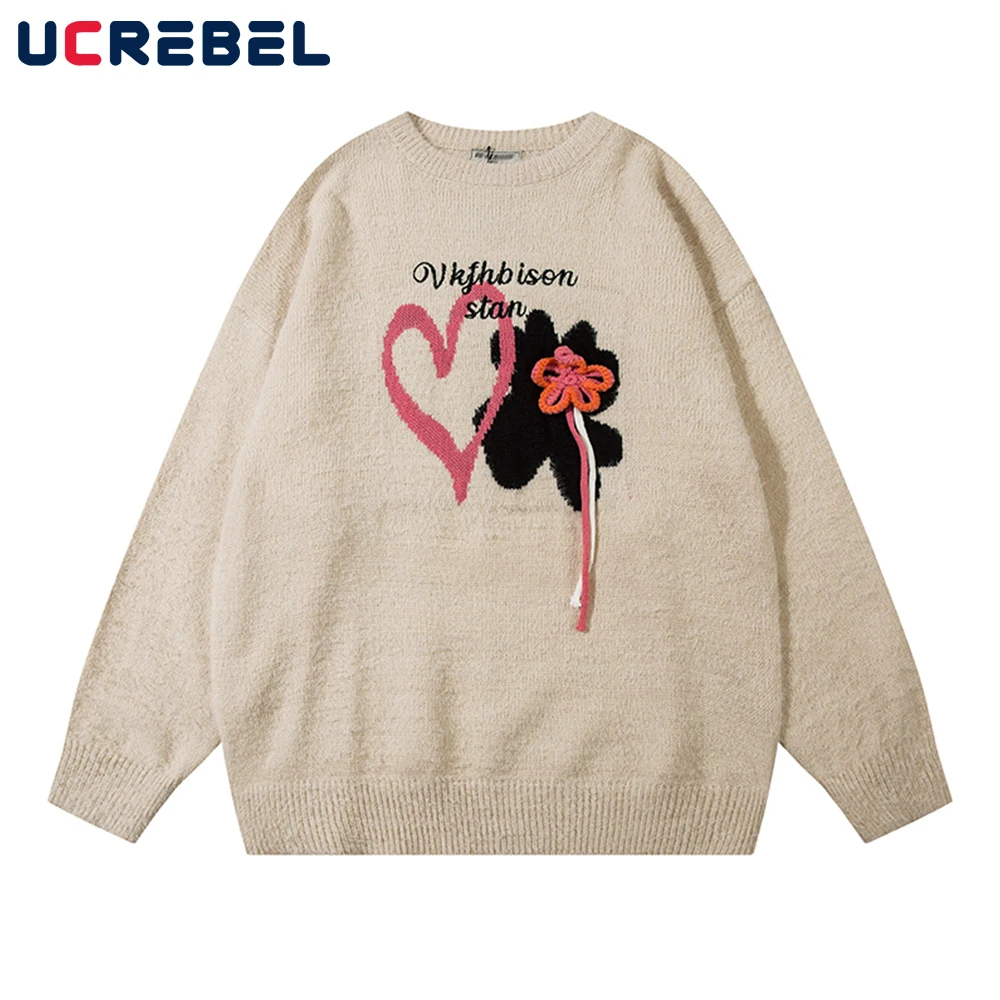 Streetwear Hook Flower Crew Neck Knitted Sweater Mens Autumn Loose Long Sleeve Heart Jacquard Pullover Men
Streetwear Hook Flower Crew Neck Knitted Sweater Mens Autumn Loose Long Sleeve Heart Jacquard Pullover Men