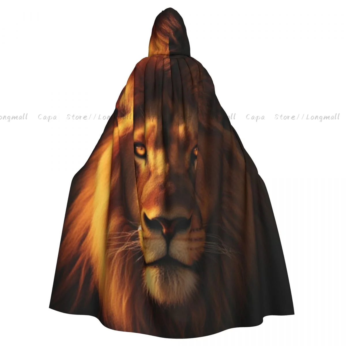 

Adult Vampire Cape Hooded Robe Lion Portrait Halloween Cloak Full Length Cosplay