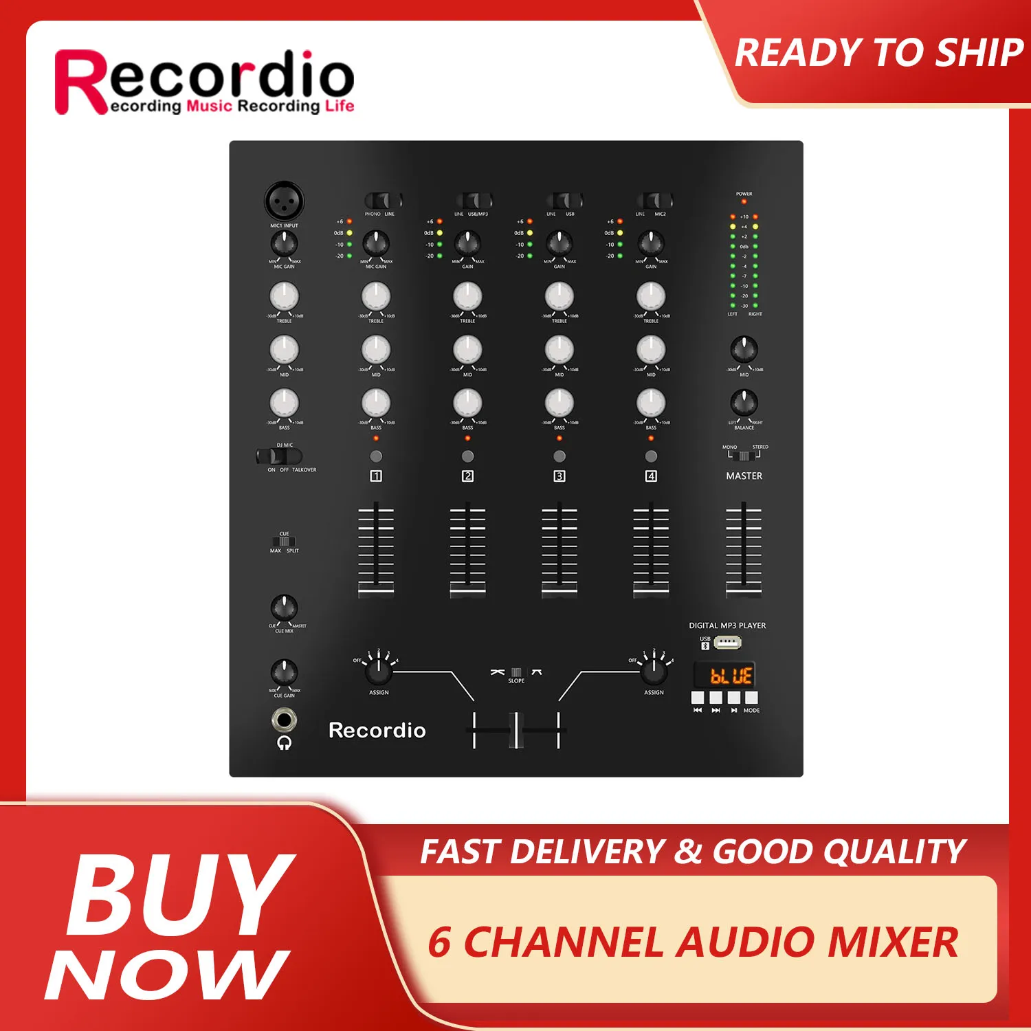 

GAX-M6 Factory Selling Professional 6 Channel DJ Club Mixer Sound Card with Digital DJ mixing