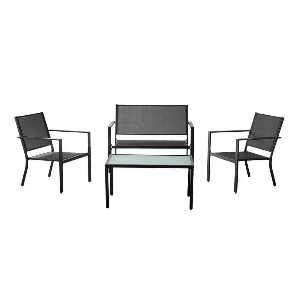 Mainstays Kingston Ridge 4-Piece Outdoor Conversation Set, Black Steel and Grey Sling
Mainstays Kingston Ridge 4-Piece Outdoor Conversation Set, Black Steel and Grey Sling