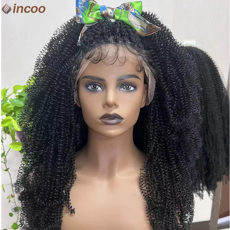 

Newest Curly Box Braids Lace Front Wigs 30'' Spring Twist Braids Wigs For Women Synthetic Crochet Braids Knotless Braided Wigs