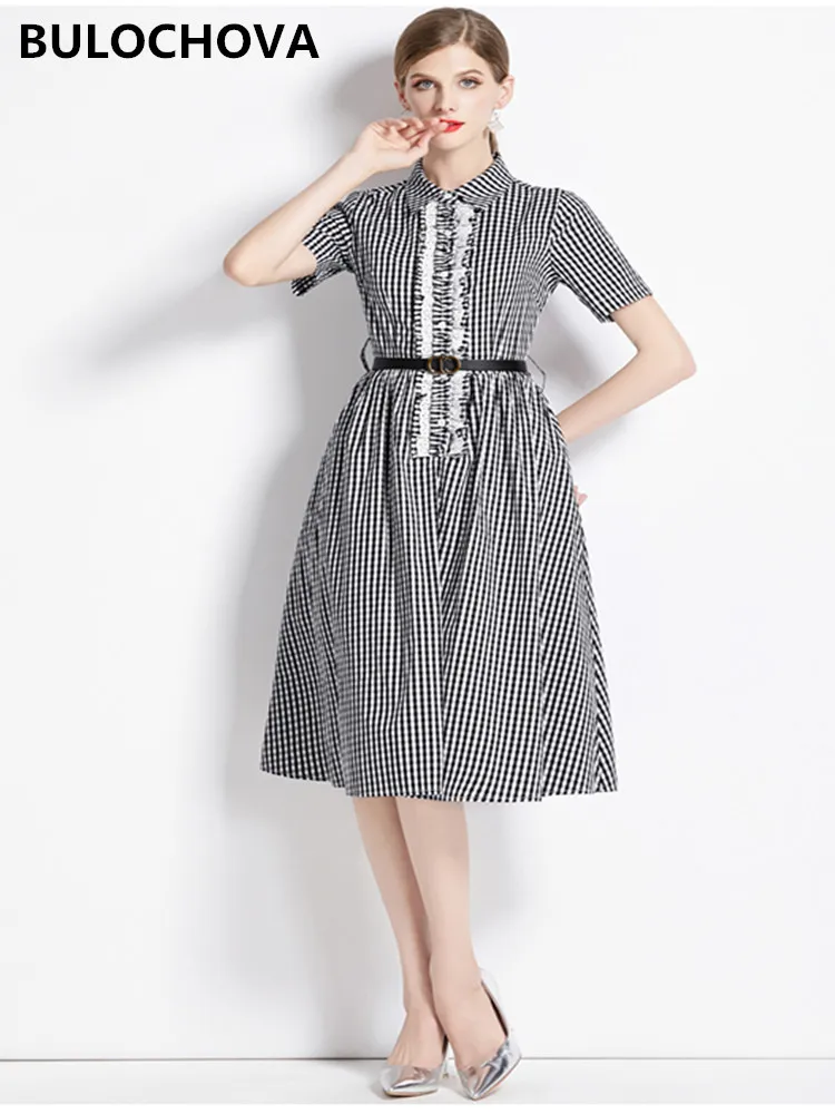 BULOCHOVA High Quality New Fashion Plaid Belt Long Dress For Women Single-Breasted Big Size Summer Casual Shirt Vestidos XXL
BULOCHOVA High Quality New Fashion Plaid Belt Long Dress For Women Single-Breasted Big Size Summer Casual Shirt Vestidos XXL