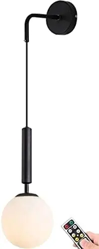 Glass Battery Operated Sconce, Minimalist Wireless Dimmable Light Fixture with Adjustable Cord Brass Round Mounted Lamp, fo
Glass Battery Operated Sconce, Minimalist Wireless Dimmable Light Fixture with Adjustable Cord Brass Round Mounted Lamp, fo