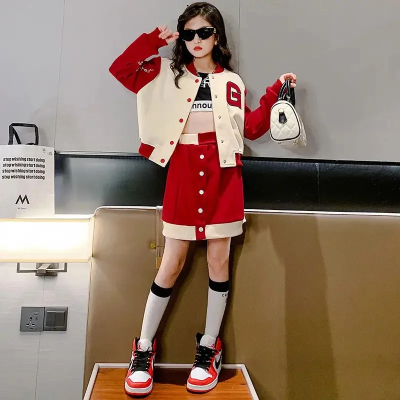 Teenager Girl Clothes 2 Piece Set Spring Autumn Fashion Baseball Jacket Skirt Sets Casual Student Tracksuits Children Clothing
Teenager Girl Clothes 2 Piece Set Spring Autumn Fashion Baseball Jacket Skirt Sets Casual Student Tracksuits Children Clothing