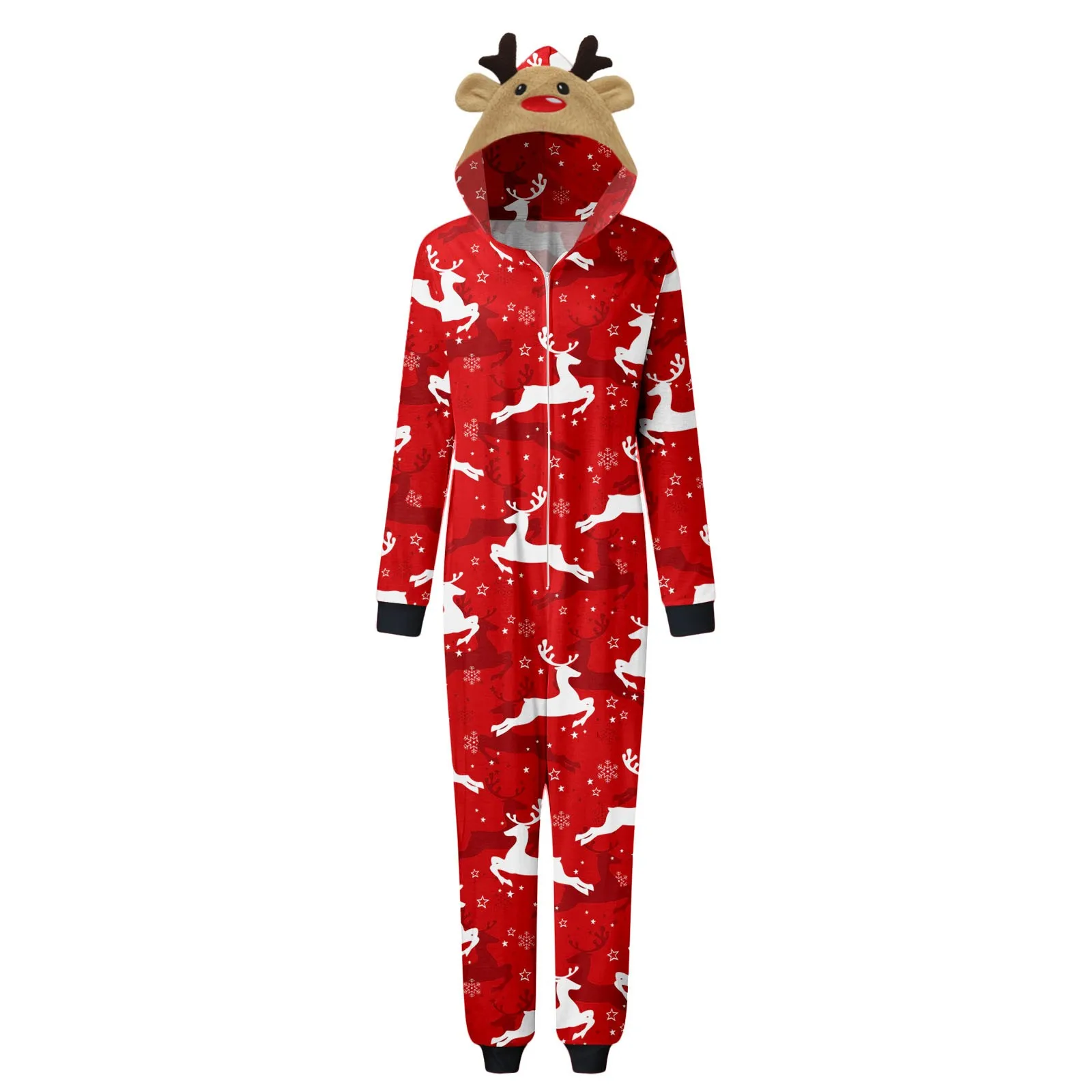 

Xmas Romper Pajamas Cute Deer Adult Christmas Outfits Ugly Xmas Reindeer Cosplay Loungewear Onesies Long Sleeve Palysuit