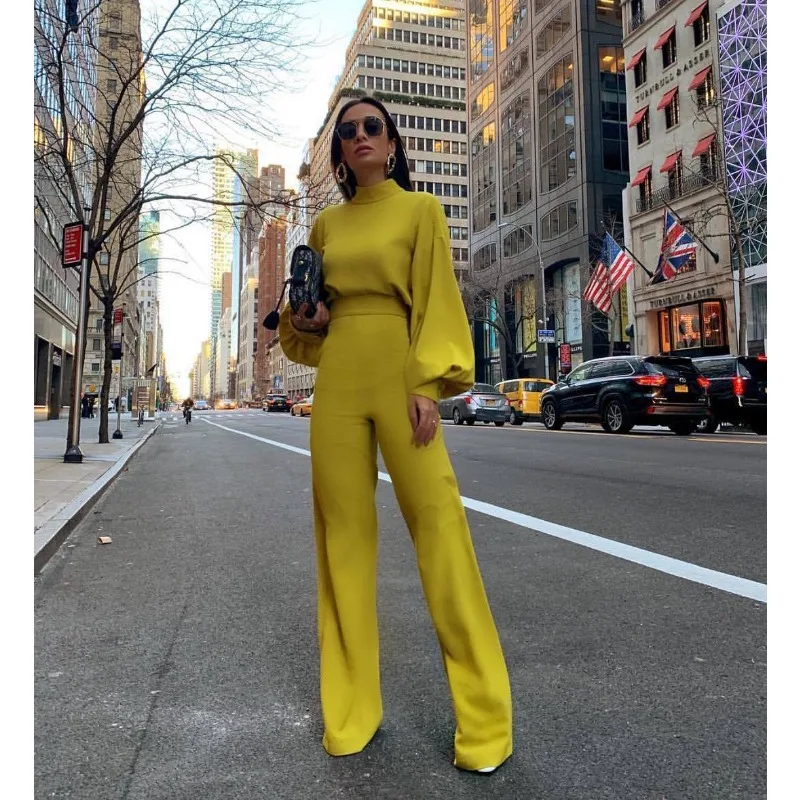 Women's Jumpsuits Spring Autumn Turtleneck Lantern Sleeve Slim High Waist Jumpsuits Womens Solid Color Office Straight Jumpsuits
Women's Jumpsuits Spring Autumn Turtleneck Lantern Sleeve Slim High Waist Jumpsuits Womens Solid Color Office Straight Jumpsuits