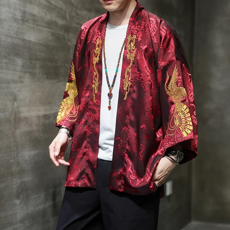 

Chinese Style Clothing Men's Ice Silk Short Windbreaker Hanfu Ancient Daopao Coat Traditional Top Long Wide Sleeve Loose Jacket