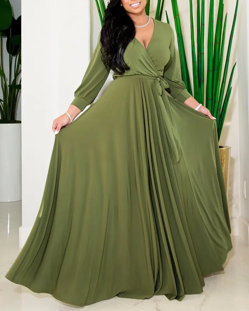 Women Elegant Dress Large Big Size 4XL 5XL High Waist Full Sleeve V Neck A Line Floor Length Evening Night Party Long Vestidos
Women Elegant Dress Large Big Size 4XL 5XL High Waist Full Sleeve V Neck A Line Floor Length Evening Night Party Long Vestidos