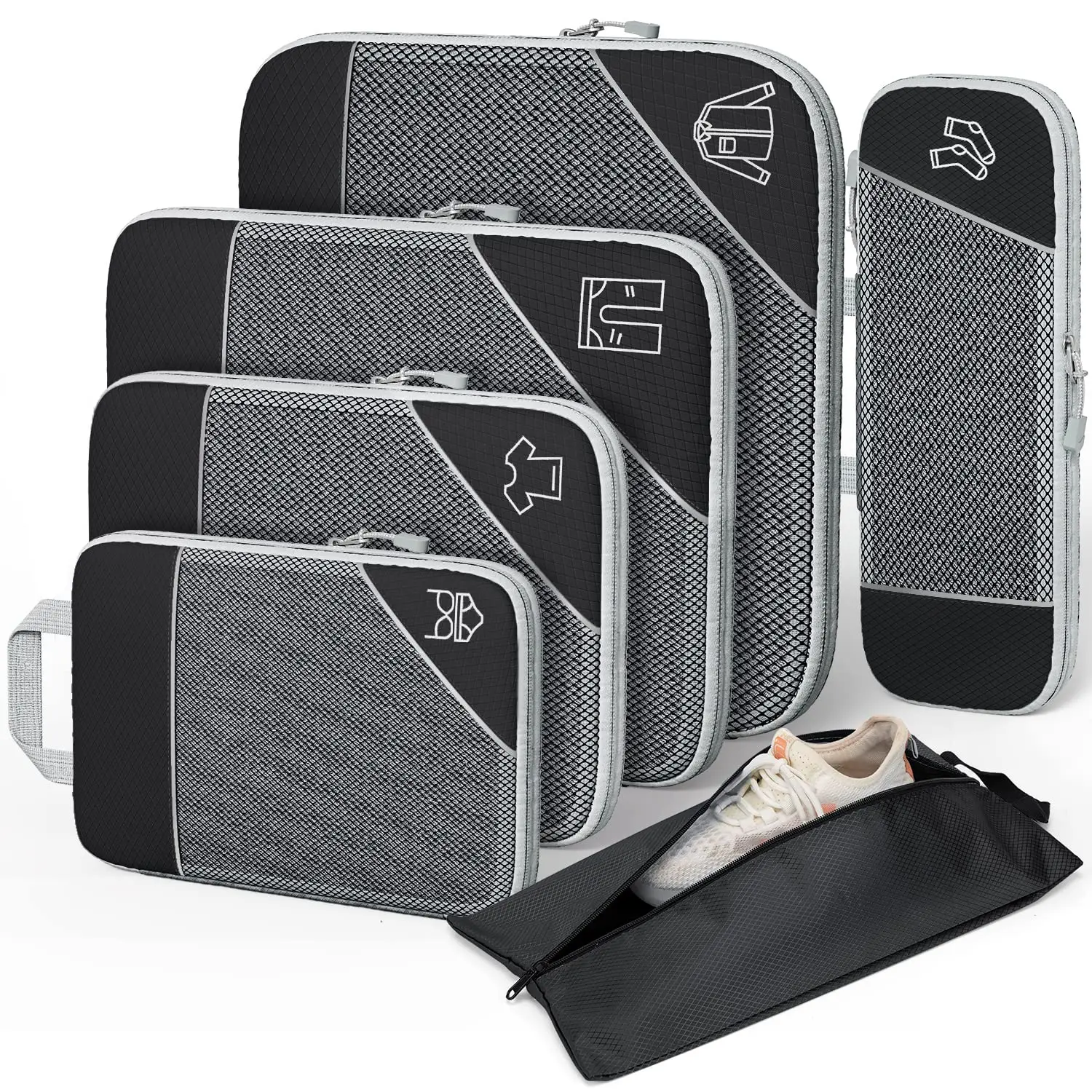 6PCS Compressed Packing Cubes Travel Storage Set With Shoe Bag Mesh Visual Luggage Organizer Portable Lightweight Suitcase Bag
6PCS Compressed Packing Cubes Travel Storage Set With Shoe Bag Mesh Visual Luggage Organizer Portable Lightweight Suitcase Bag