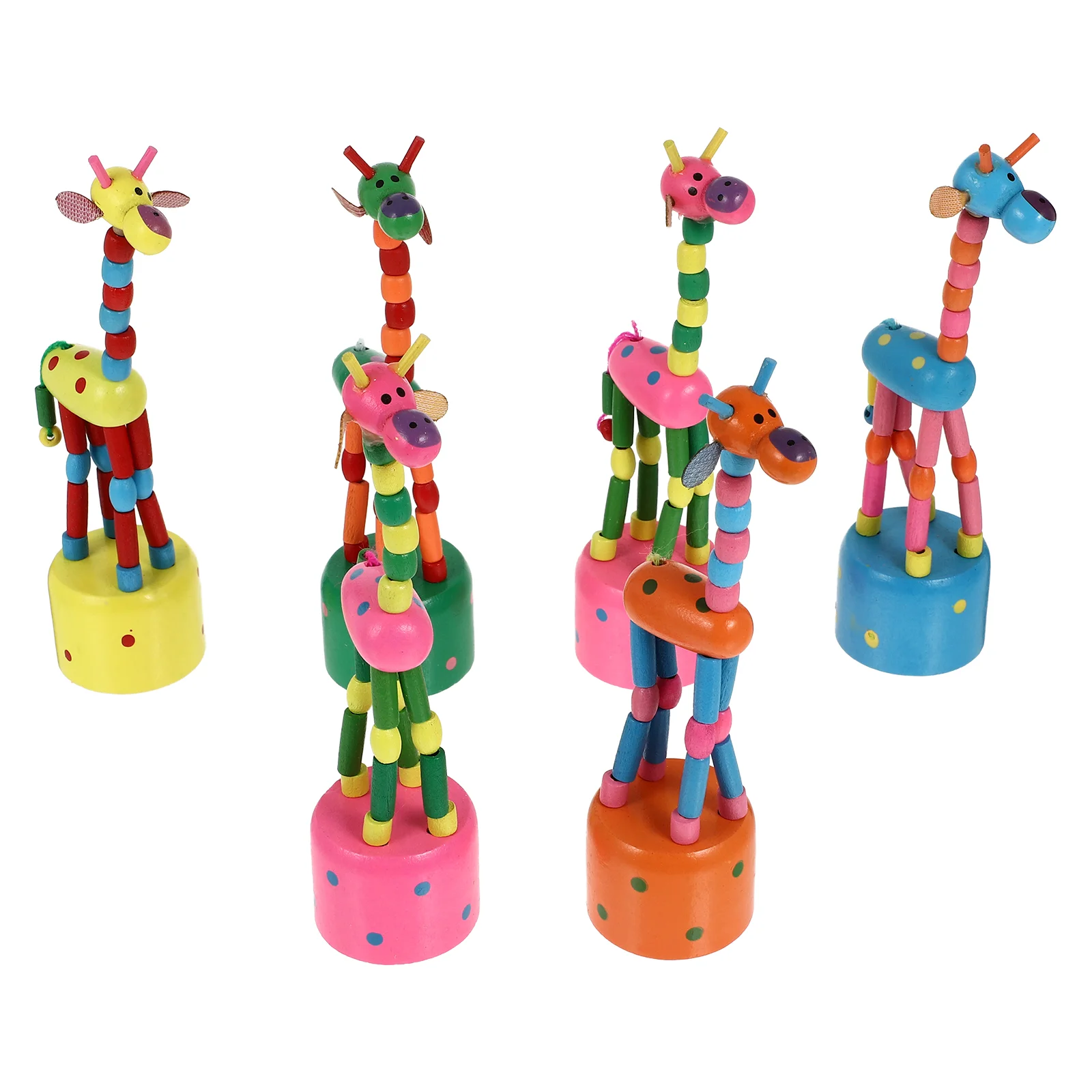 

3/5pcs Wooden Giraffe Puppets Toy Swing Dancing Standing Rocking Giraffe Push Up Toy Kids Intelligence Toy Random Pattern