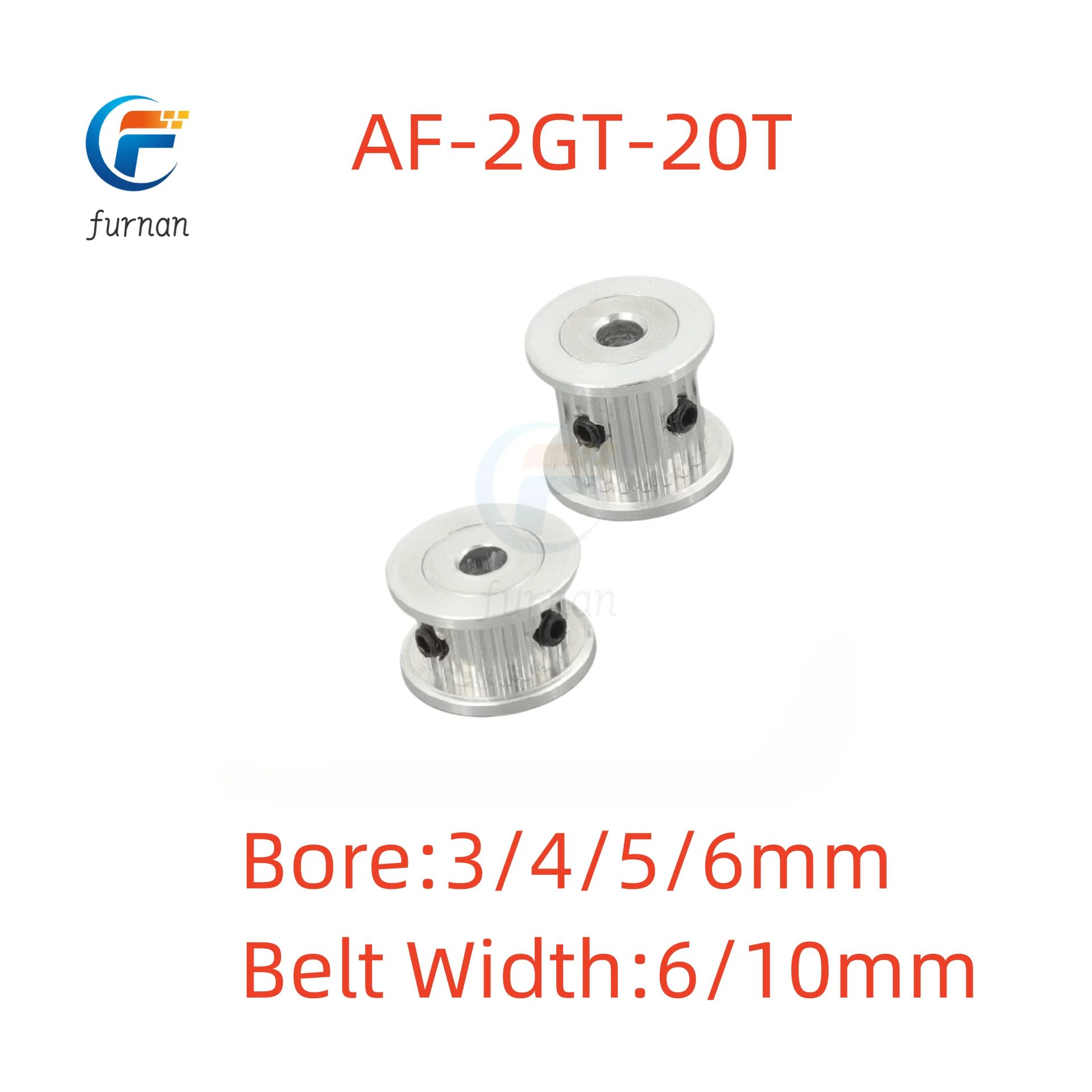 

20T 2GT Timing Pulley Bore 3/4/5/6mm for Width 6/10mm GT2 Synchronous Belt 3D Printer CNC Parts AF Type Pitch 2mm