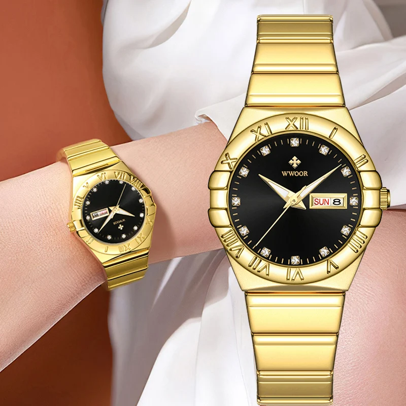 

WWOOR Women’s Watches Elegant Fashion Diamond Ladies Watch Luxury Waterproof Stainless Steel Quartz Wristwatch Date Reloj mujer