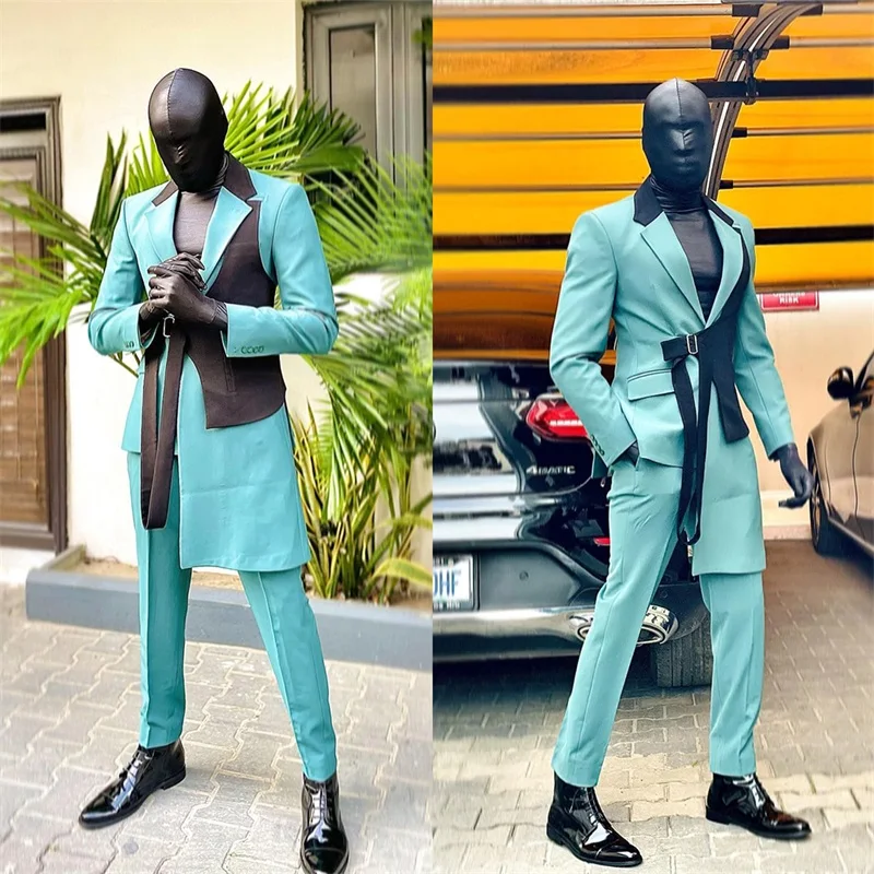 Color Block Men Suits Blazer With Belt+Pants Long Groom Prom Party Dinner Wedding Tuxedos Custom Made 2 Pieces Designer Coat
Color Block Men Suits Blazer With Belt+Pants Long Groom Prom Party Dinner Wedding Tuxedos Custom Made 2 Pieces Designer Coat