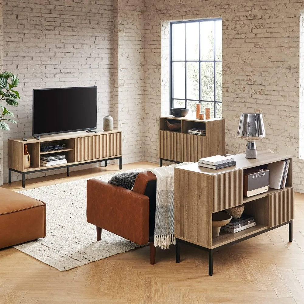 With Fluted Panel Sliding Door Furniture Media Cabinet Tv Supports 64" Rustic Industrial Modern TV Stand Living Room Home
With Fluted Panel Sliding Door Furniture Media Cabinet Tv Supports 64" Rustic Industrial Modern TV Stand Living Room Home