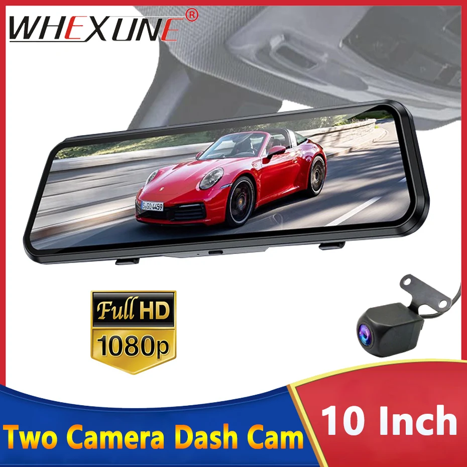 

10 Inch IPS Car DVR Mirror Video Recorder HD 1080P Touch Screen Dashcam For Car Dual Lens Streaming Driving Recorder Dash Camera