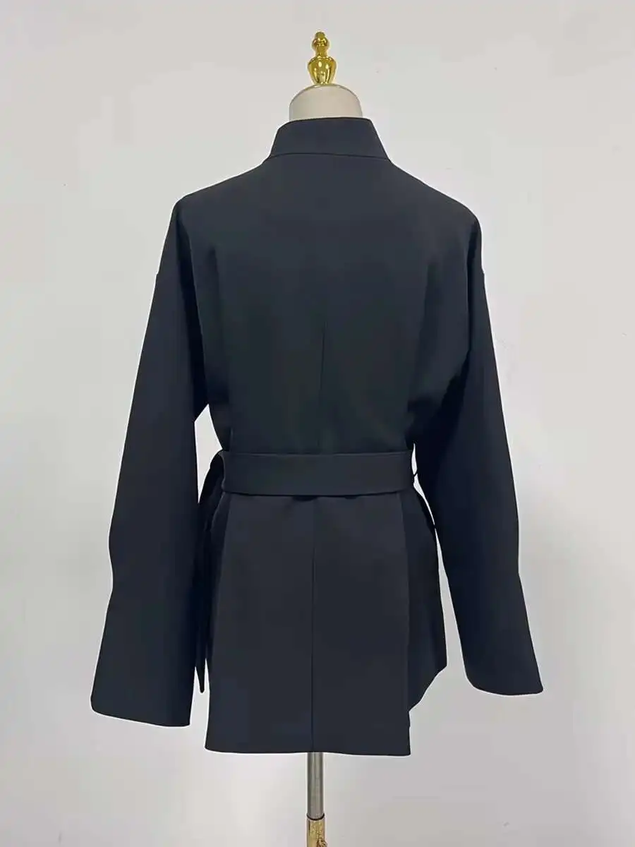 KWTX Solid Two Piece Women's Collar Long Sleeve Splicing Belt Coat High Waist Pants Warm Set Women's Clothing 2025 Spring New 15 S84e68545e4824218b18bb3e65d5d01efQ
