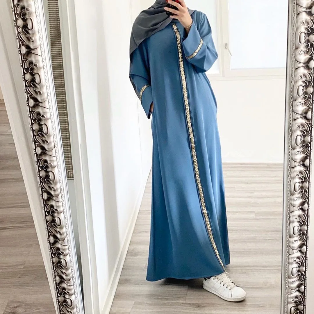 

Robe Femme Musulmane Muslim Women Stitching Sequined Robe Middle East Long Dress Abaya Dubai Muslim Fashion Abaya Turkey Robes