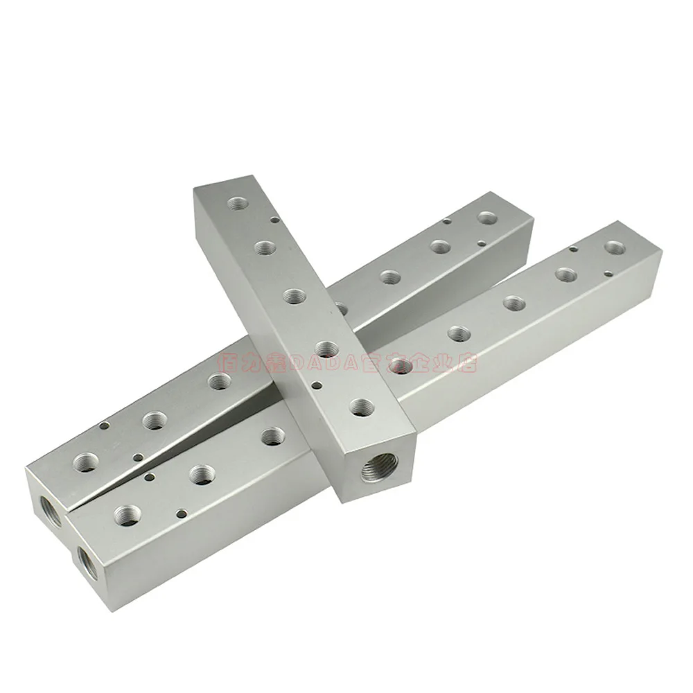 

40x40mm G1/2" In x 1/4" BSP Female 2 3 4 5 6 7 8 9 10 12 Ways 4-14 Ports Solid Aluminum Air Manifold Block Splitter