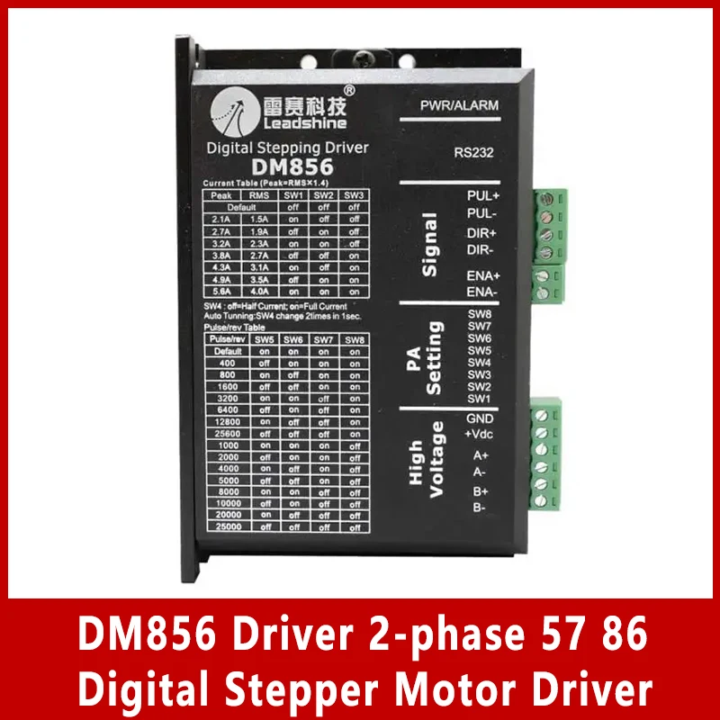 

DM856 Driver 2-phase 57 86 Digital Stepper Motor Driver 20-80 Vdc 1A to 5.6A NEMA23 NEMA34