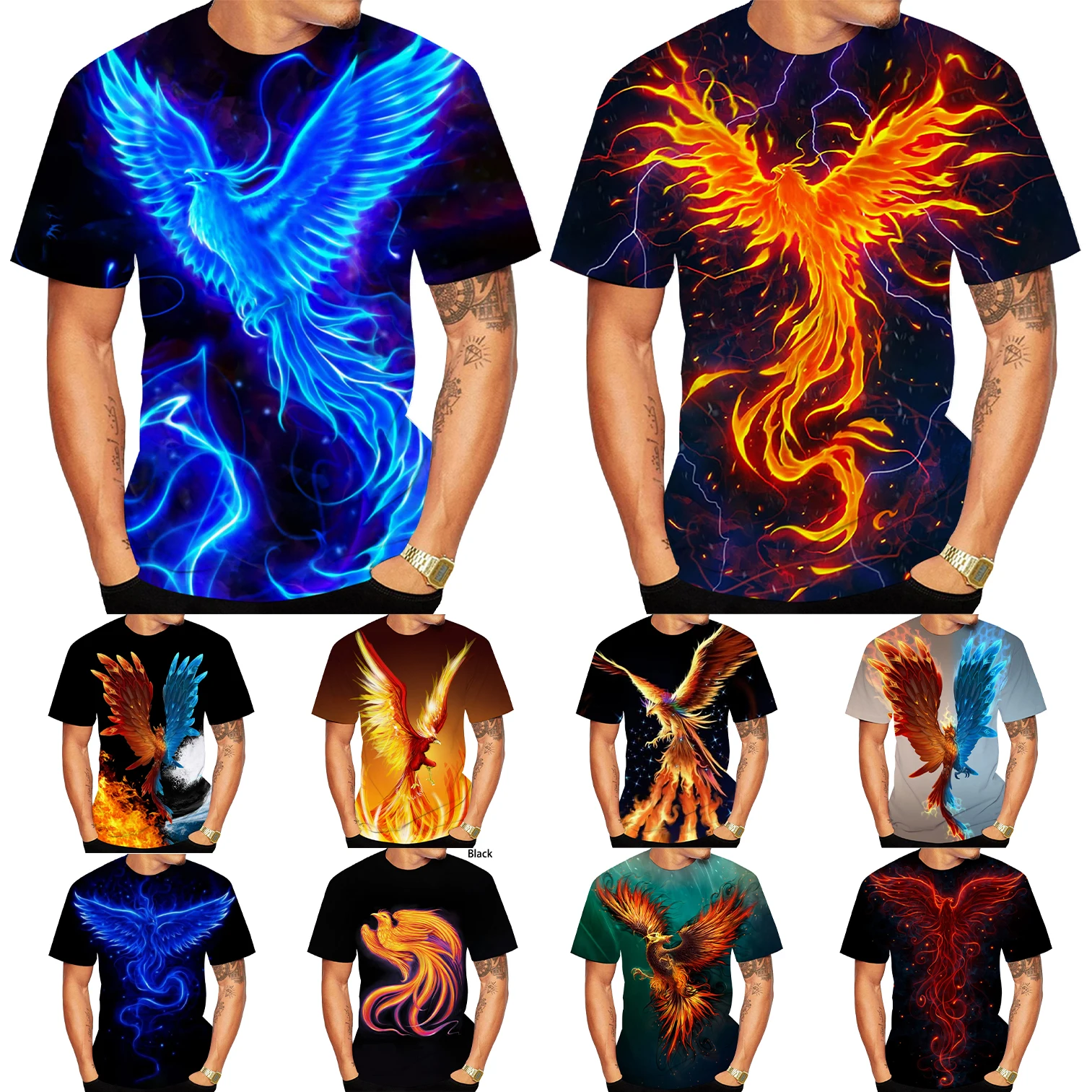

2023 Newest Fashion 3D Printing Sun Birds Phoenix TShirt Short Sleeved T Shirt Cool Men/Women Pullover Tops Unisex Summer Tees
