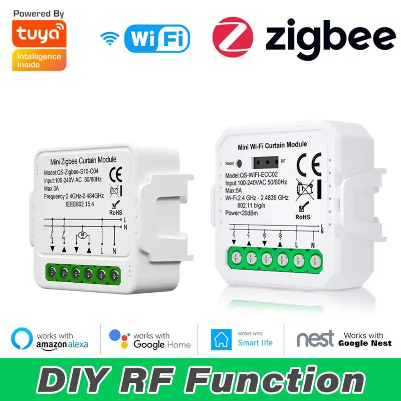 Tuya ZigBee/WiFi Smart Curtain Switch Module For Roller Shutter Blinds Motor QS-S10-C04/ECC02 Switch Support Google Home Alexa
Tuya ZigBee/WiFi Smart Curtain Switch Module For Roller Shutter Blinds Motor QS-S10-C04/ECC02 Switch Support Google Home Alexa