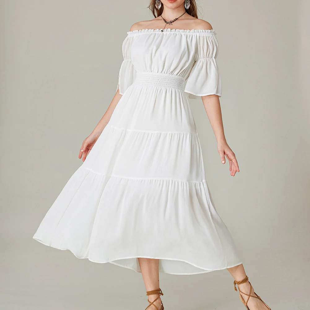 SD Women Dress Renaissance Summer Retro Puff Sleeve High Waist Off Shoulder Dress 1/2 Sleeve Elastic Waist Midi Dress
SD Women Dress Renaissance Summer Retro Puff Sleeve High Waist Off Shoulder Dress 1/2 Sleeve Elastic Waist Midi Dress