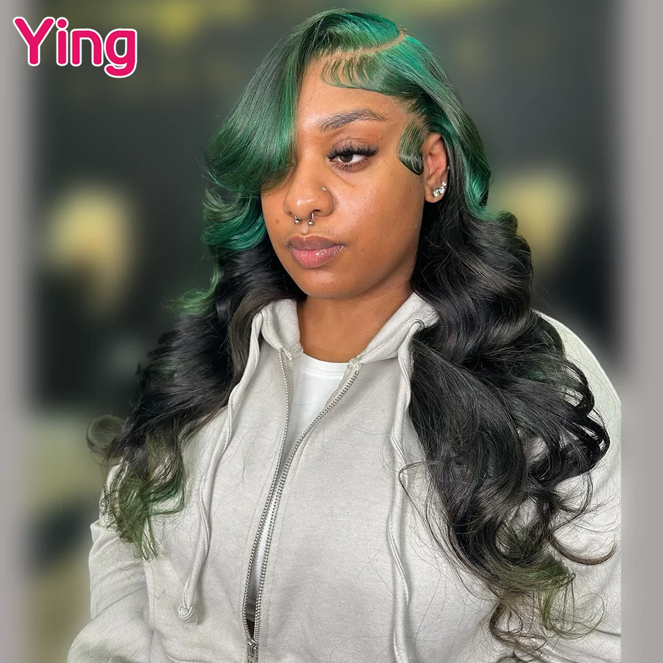 

Ying Hair Green Colored Frontal 13x4 Lace Frontal Wig Body Wave 4x6 Glueless Wig 13x6 Lace Front Wig PrePlucked With Baby Hair