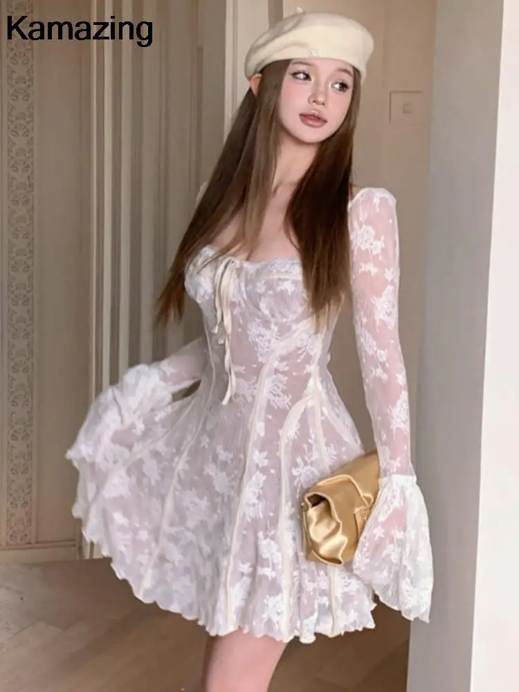 Sexy Lace Ruffles Mini Dress French Vintage Y2K Birthday Party Club Dresses Women French A-line Vestidos Spring Clothes
Sexy Lace Ruffles Mini Dress French Vintage Y2K Birthday Party Club Dresses Women French A-line Vestidos Spring Clothes