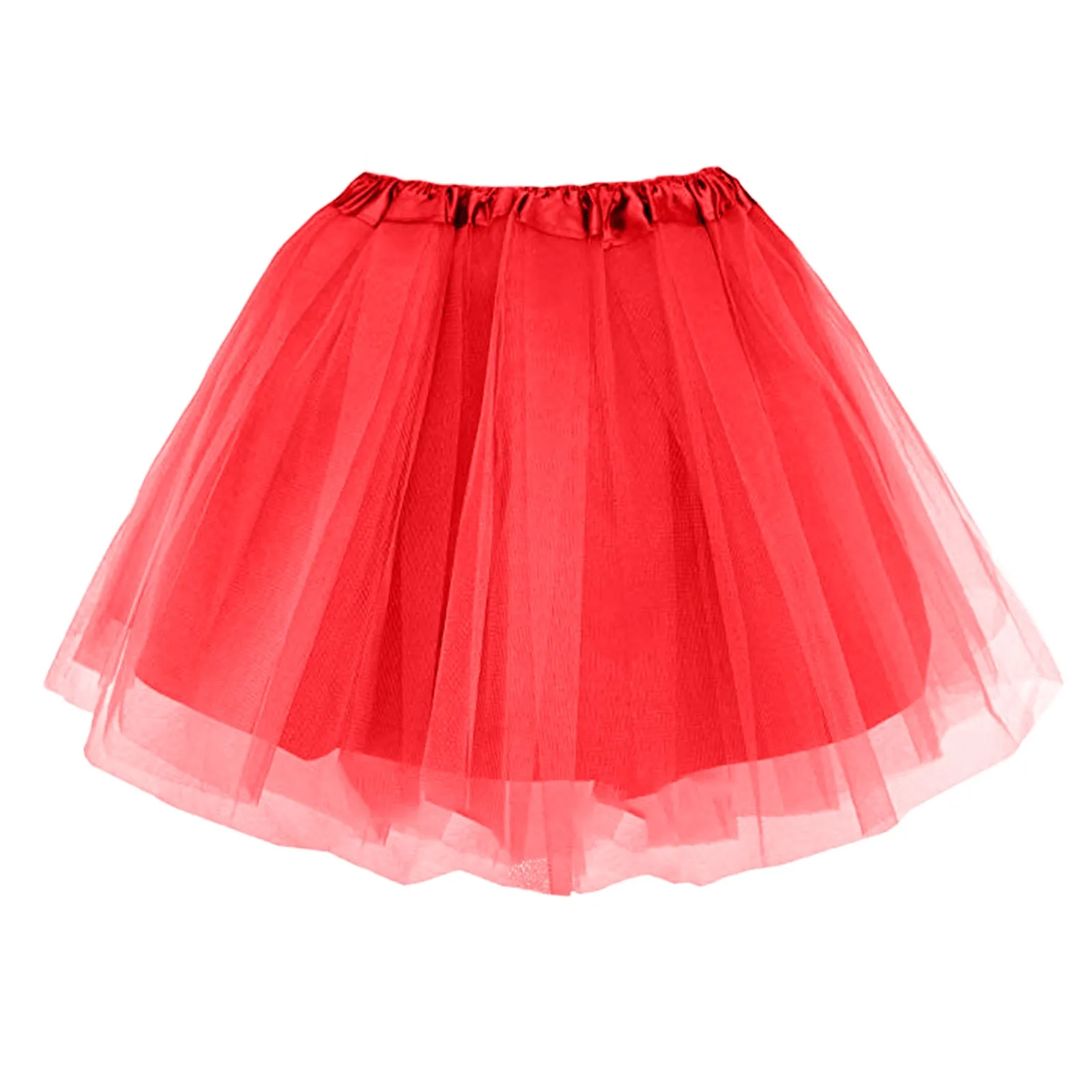 

Women's Tutu Skirt Casual Solid Colour Triple Layered Lined Mesh Puffy Tutu Skirt Mardi Gras High Waist Short Half Body Skirt