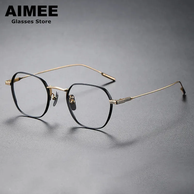

Japanese Design Pure Titanium Glasses Frame Men Ultralight Polygon Prescription Eyeglasses Women Optical Myopia Spectacle Gafas