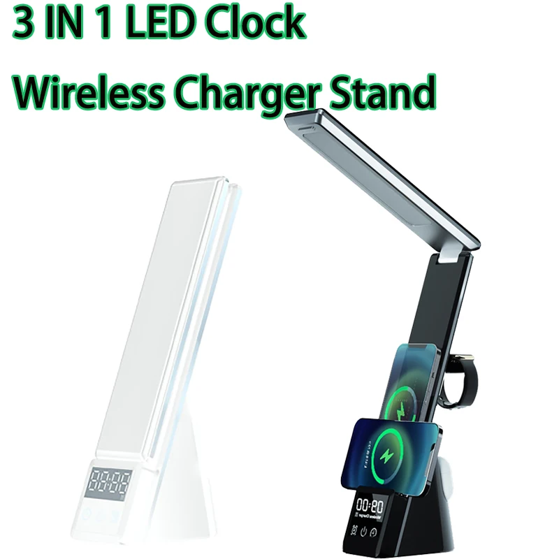 LED Multi-function Alarm Clock Table Lamp 15W Wireless Charger Stand for iPhone 13 Apple Watch Airpods PD Fast Charging Station
LED Multi-function Alarm Clock Table Lamp 15W Wireless Charger Stand for iPhone 13 Apple Watch Airpods PD Fast Charging Station