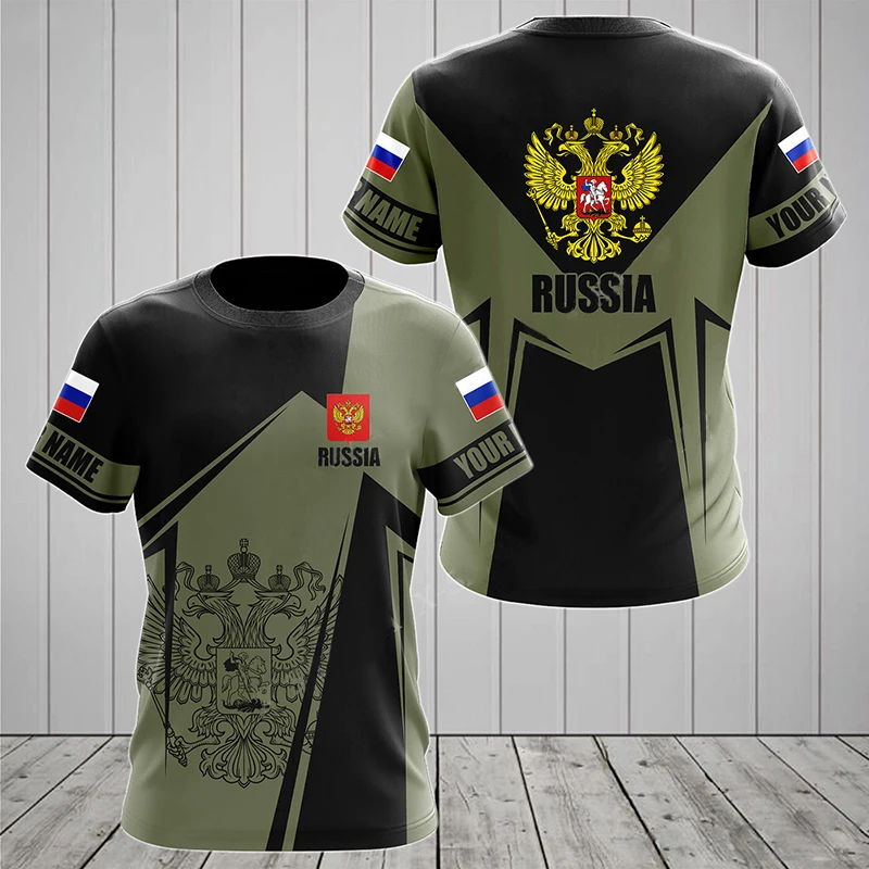 

Loose Russia Men's T-shirts Casual Round Neck Russian Flag Short Sleeved Tops Tees Men's Clothing Oversized T-shirt Streetwear