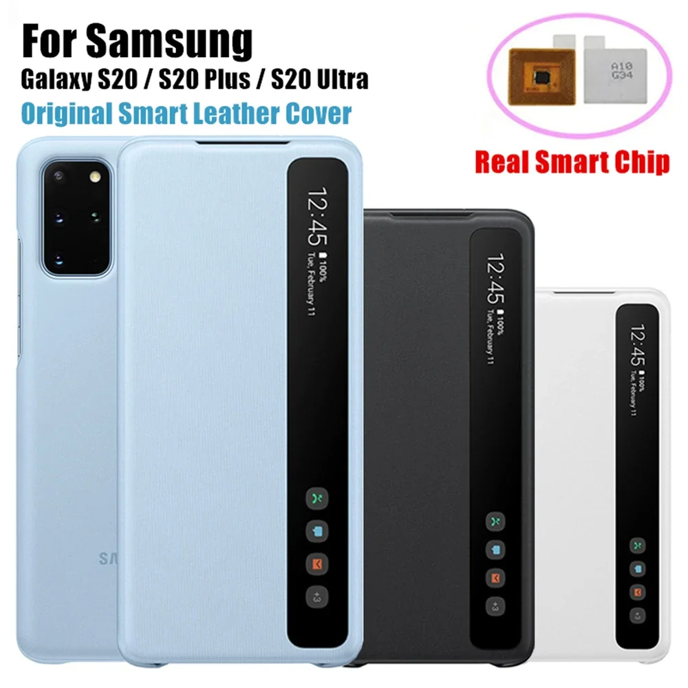 

Intelligent Flip Cover For Samsung Galaxy S20 Ultra S20 Plus S20+ S20 5G EF-ZG980 Flip-free Window View Smart Chip Leather Cases