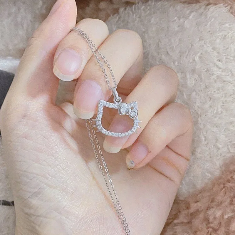 

Sanrio Hello Kitty Necklace Ring Anime Figures Cartoon Alloyed Jewelry Anime Merchandise Decoration Cute Children Birthday Gifts