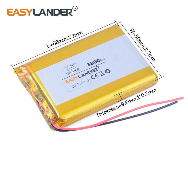 965068 3.7V 3800mAh Rechargeable Li-Polymer Li-ion Battery For Tablet PC Telephone power bank DVR DVD GPS
965068 3.7V 3800mAh Rechargeable Li-Polymer Li-ion Battery For Tablet PC Telephone power bank DVR DVD GPS
