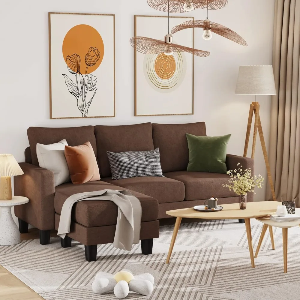 

Секционный диван-трансформер 3 L-образной формы, мягкое сиденье из современной льняной ткани, маленькие диваны для гостиной, роскошный диван