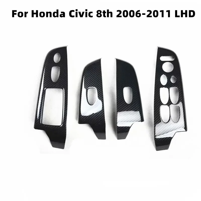 

For Honda Civic 8th Gen 2006-2011 Accessories Car Door Armrest Window Lift Switch Cover Trim Interior Auto Styling Moldings 4Pcs