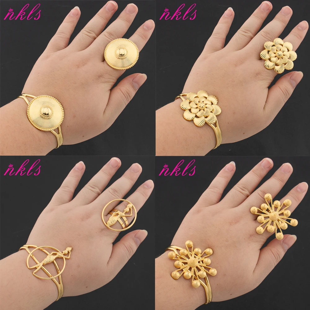 Luxury African Gold Color Bracelet Ring Copper Cuff Different Style Bangle Italy Dubai Women Adjustable Ring Wedding Jewelry
Luxury African Gold Color Bracelet Ring Copper Cuff Different Style Bangle Italy Dubai Women Adjustable Ring Wedding Jewelry