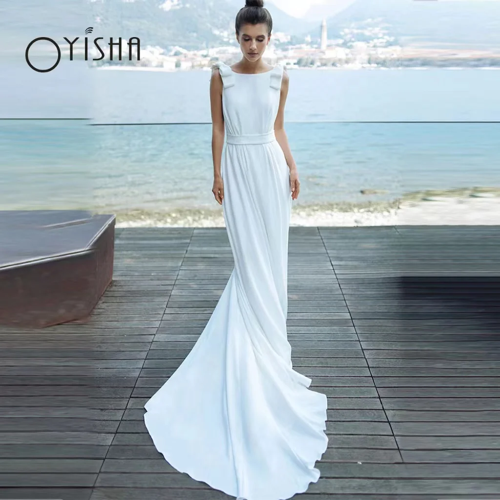 OYISHA Elegant Ivory Satin Wedding Dress Scoop Neck A-Line Sleeveless With Bow Sexy Backless Bridal Gowns Beach Robe De Mariee
OYISHA Elegant Ivory Satin Wedding Dress Scoop Neck A-Line Sleeveless With Bow Sexy Backless Bridal Gowns Beach Robe De Mariee