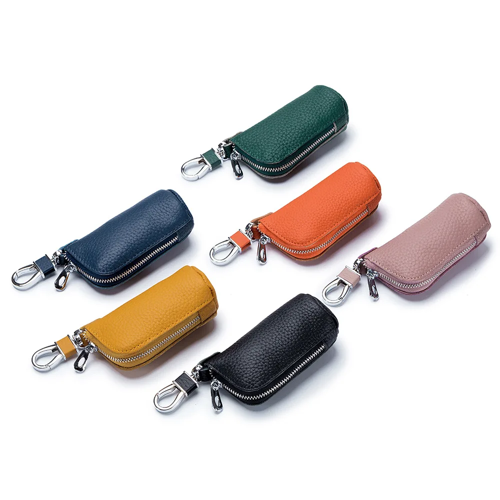 

Bucket Key Bag Soft Cowhide Multi Functional Change Pouch Women's Lipstick Pocket Men Zipper Practical Household Keychain Wallet