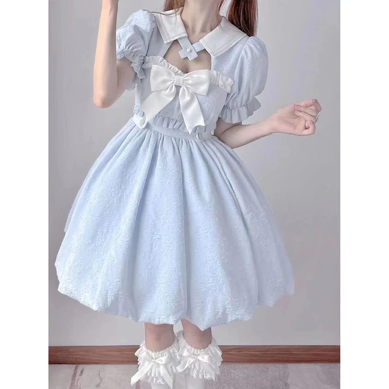 Elegant Puff Sleeve Dresses For Women 2023 Summer A-line Blue Kawaii Japanese Lolita Dress Female Fashion Party Dress WomanV
Elegant Puff Sleeve Dresses For Women 2023 Summer A-line Blue Kawaii Japanese Lolita Dress Female Fashion Party Dress WomanV