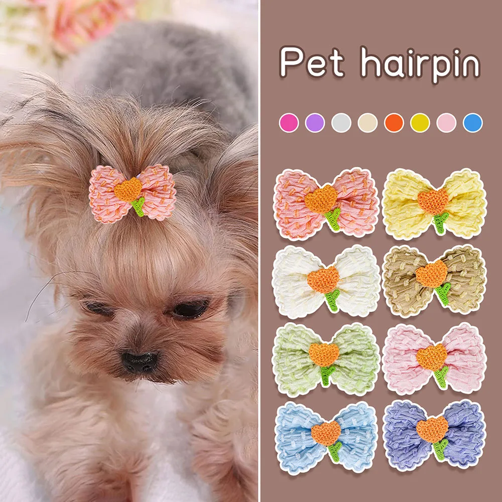 

10PCS Cute Pet Dog Hairpin Puppy Embroidered Flower Bow Hair Clips for Dogs Cat Dog Hairpin Boutique Dog Grooming Accessories
