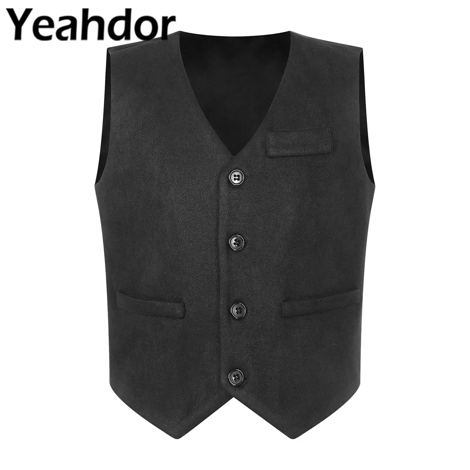 

Boy's Suits Vests Kids Gentleman Wedding Waistcoat for Boy Teens V Neck Sleeveless Vest for Banquet Host Children Tank Top