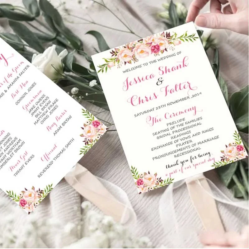 30pcs custom logo wedding fan business party engagement supplies birthday and hundred days banquet program schedule design
30pcs custom logo wedding fan business party engagement supplies birthday and hundred days banquet program schedule design