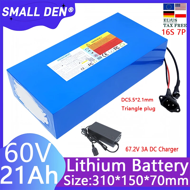 Original 60V 21Ah 16S7P 18650 lithium battery pack 1000-2500W High power ebike cells 67.2V electric bike scooter Motorcycle
Original 60V 21Ah 16S7P 18650 lithium battery pack 1000-2500W High power ebike cells 67.2V electric bike scooter Motorcycle